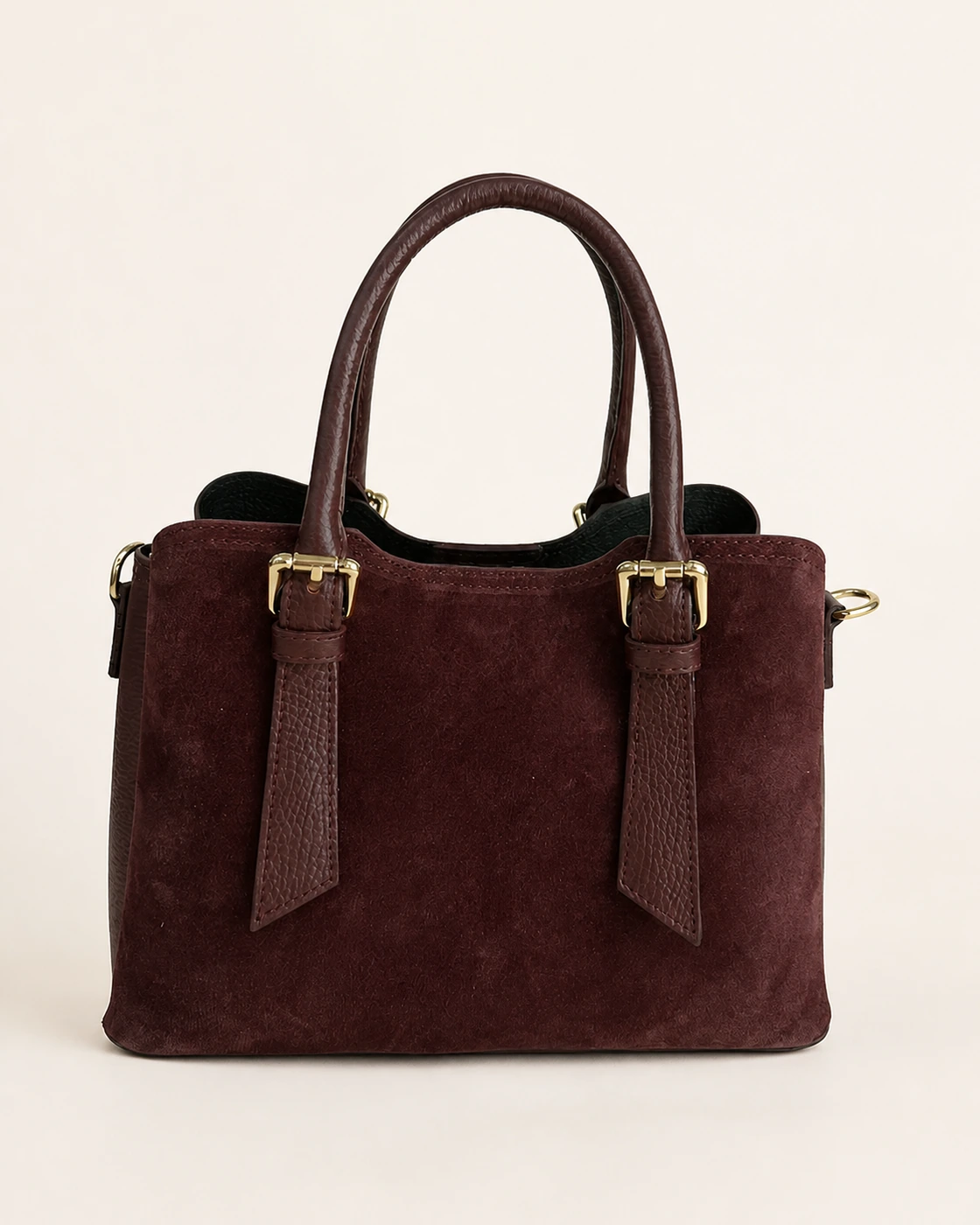 Suede Buckle Handbag — Handbags