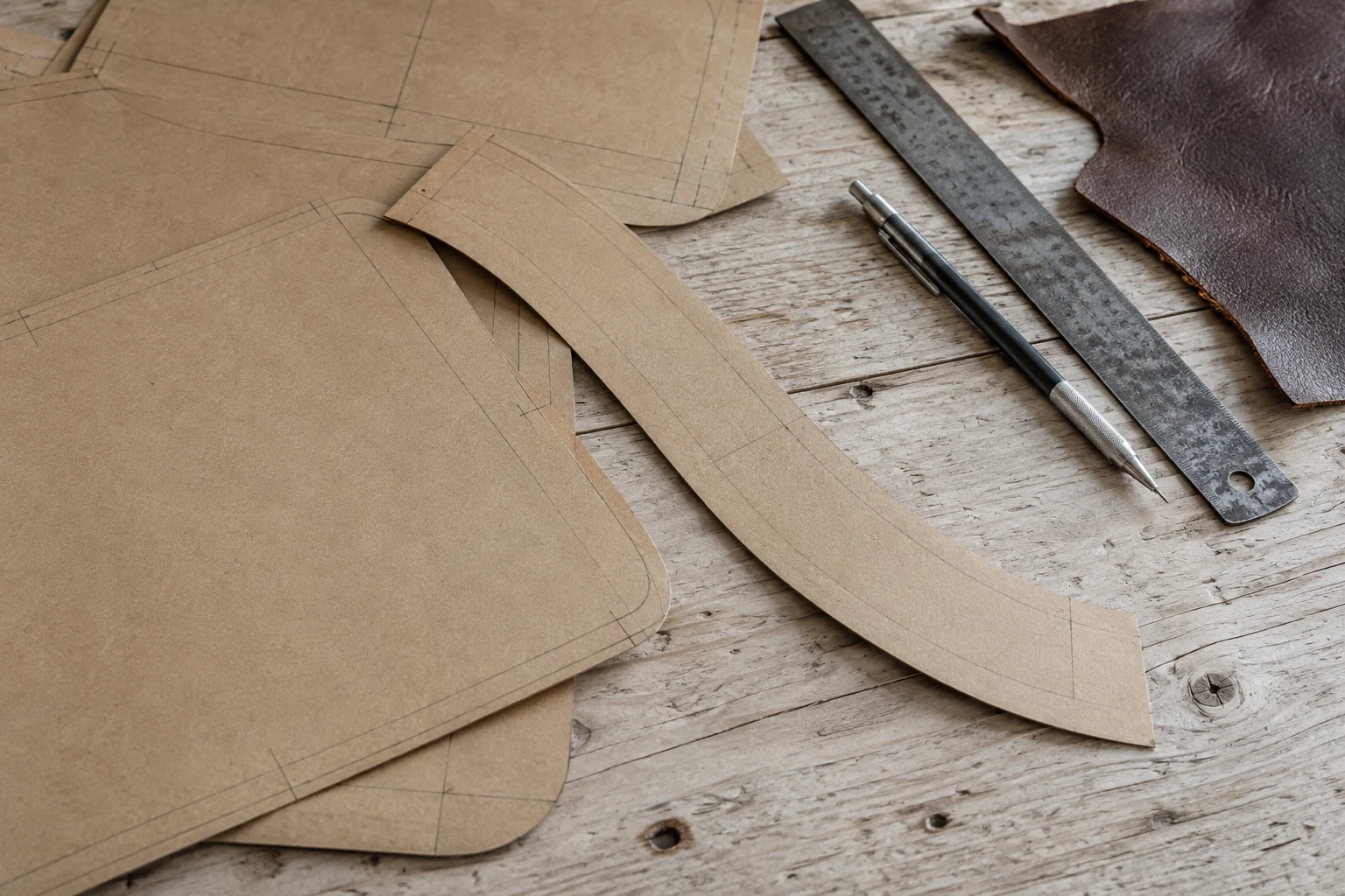 Editorial study of paper patterns and leather-working tools